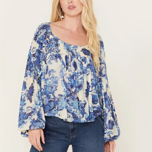 Free People Women's Up For‎ Anything Western Shirt Large